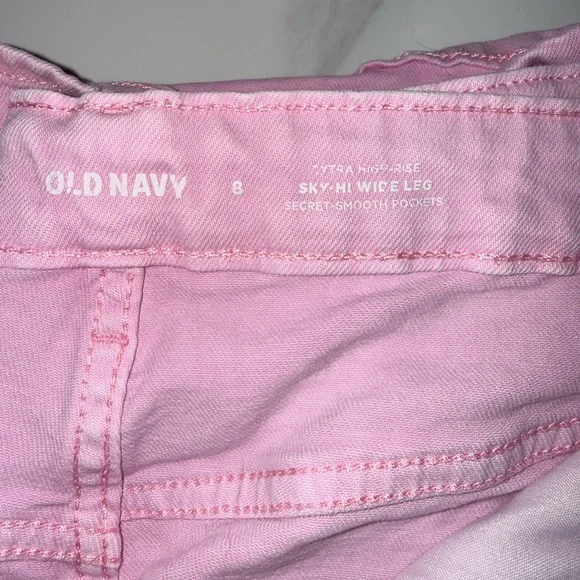 Old Navy Pink jeans wide leg  size 8 - Picture 7 of 9